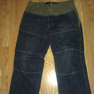 Mens Girbaud 40x34 blue and olive green baggy jean